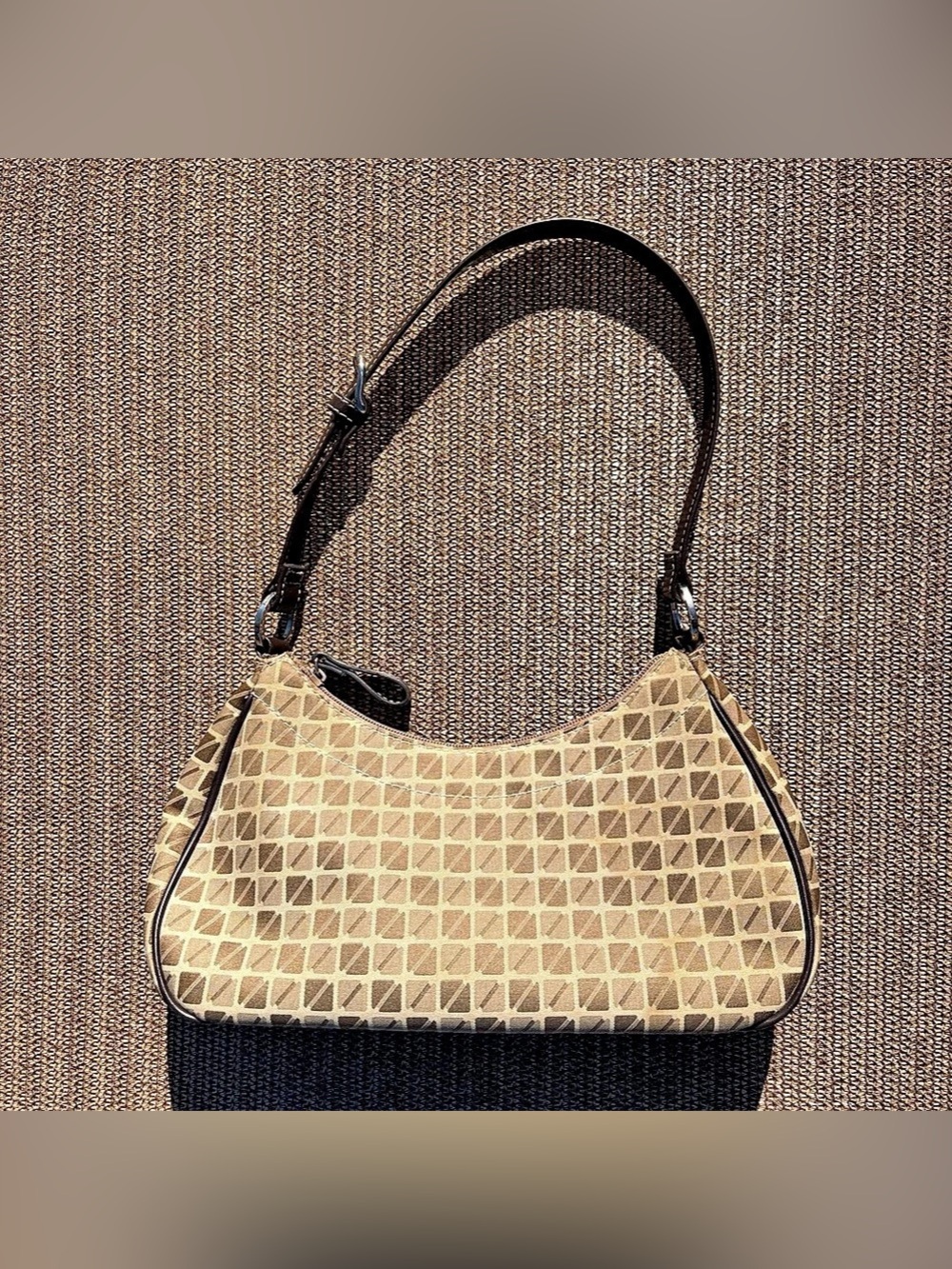 Vintage Y2K Nine & Co Geometric Canvas Baguette Shoulder Bag
